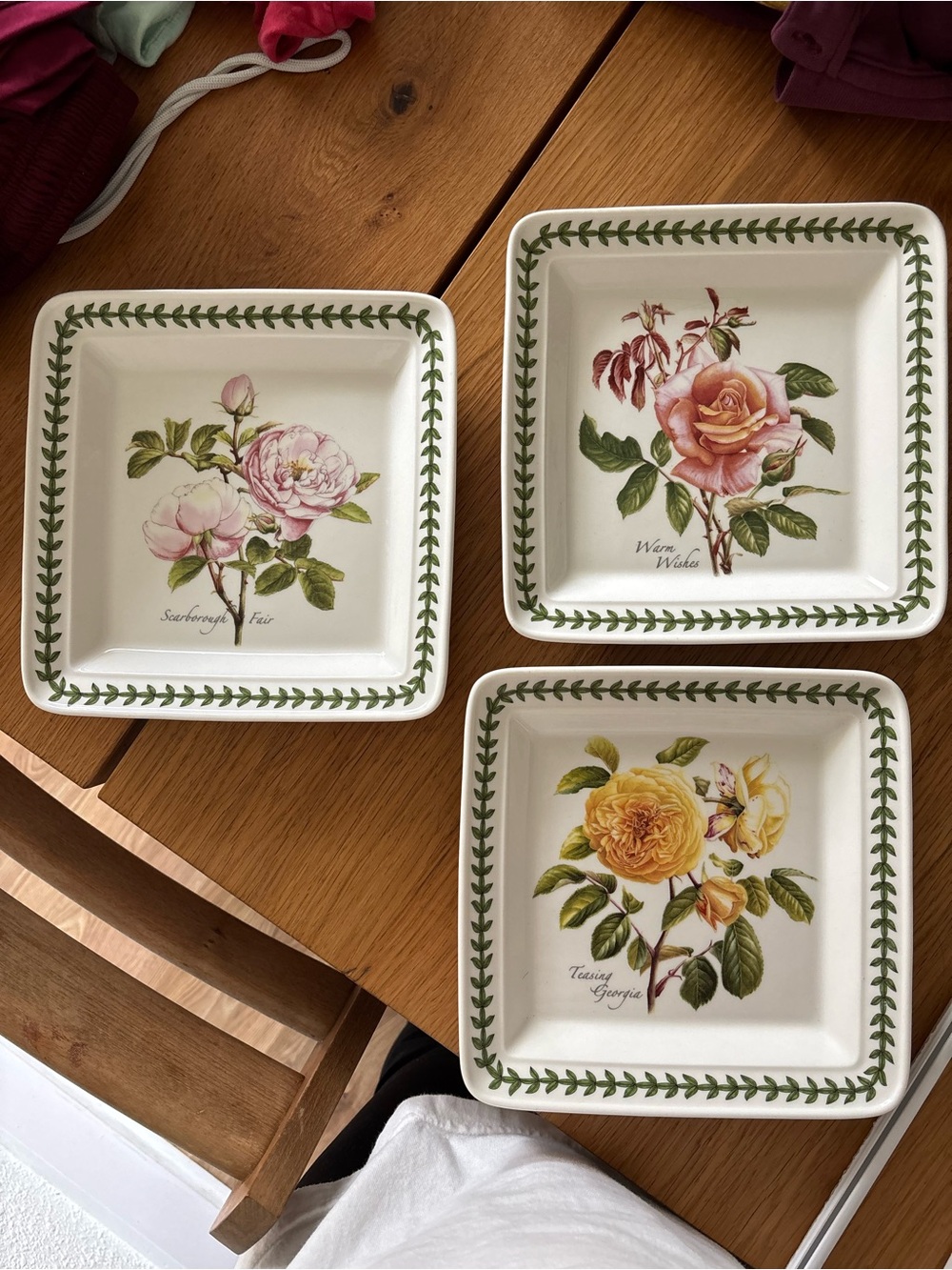 Portmeirion Botanic Garden Pink/Yellow Rose Square Plates - Set of 5